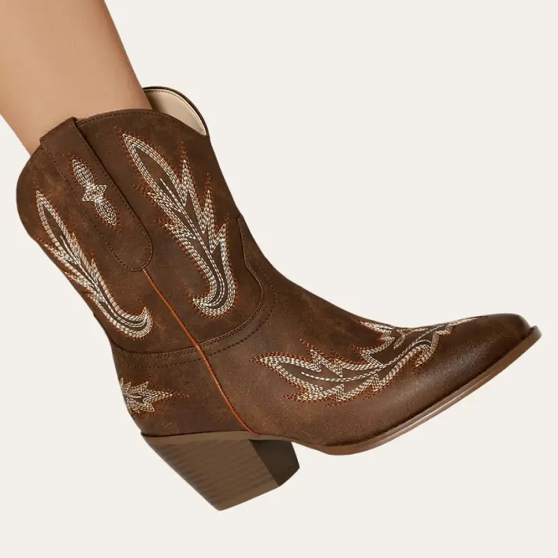 Kvinnors Korta Cowboylaarzen Westernstil Imitationläder 1
