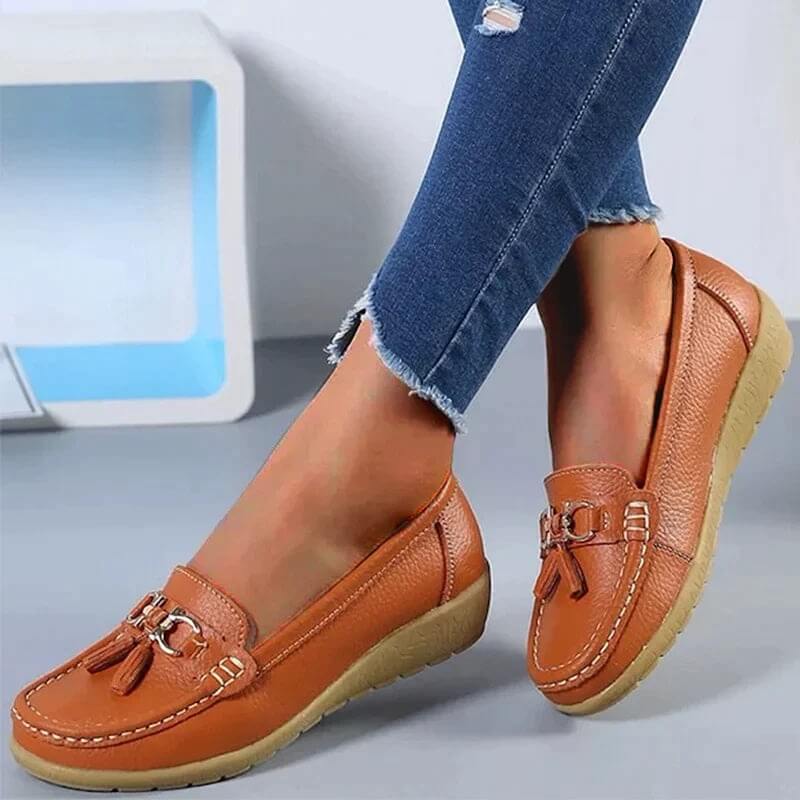 Kvinnors Läder Loafers Klassisk Stil 3