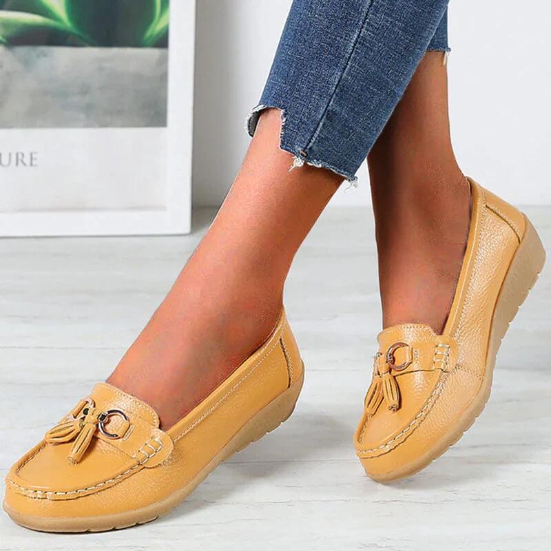 Kvinnors Läder Loafers Klassisk Stil 4