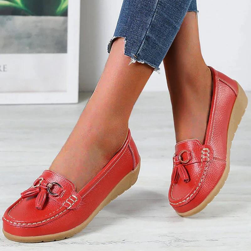 Kvinnors Läder Loafers Klassisk Stil 6