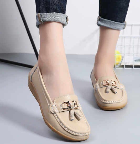 Kvinnors Läder Loafers Klassisk Stil 8