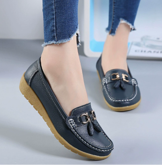 Kvinnors Läder Loafers Klassisk Stil 9