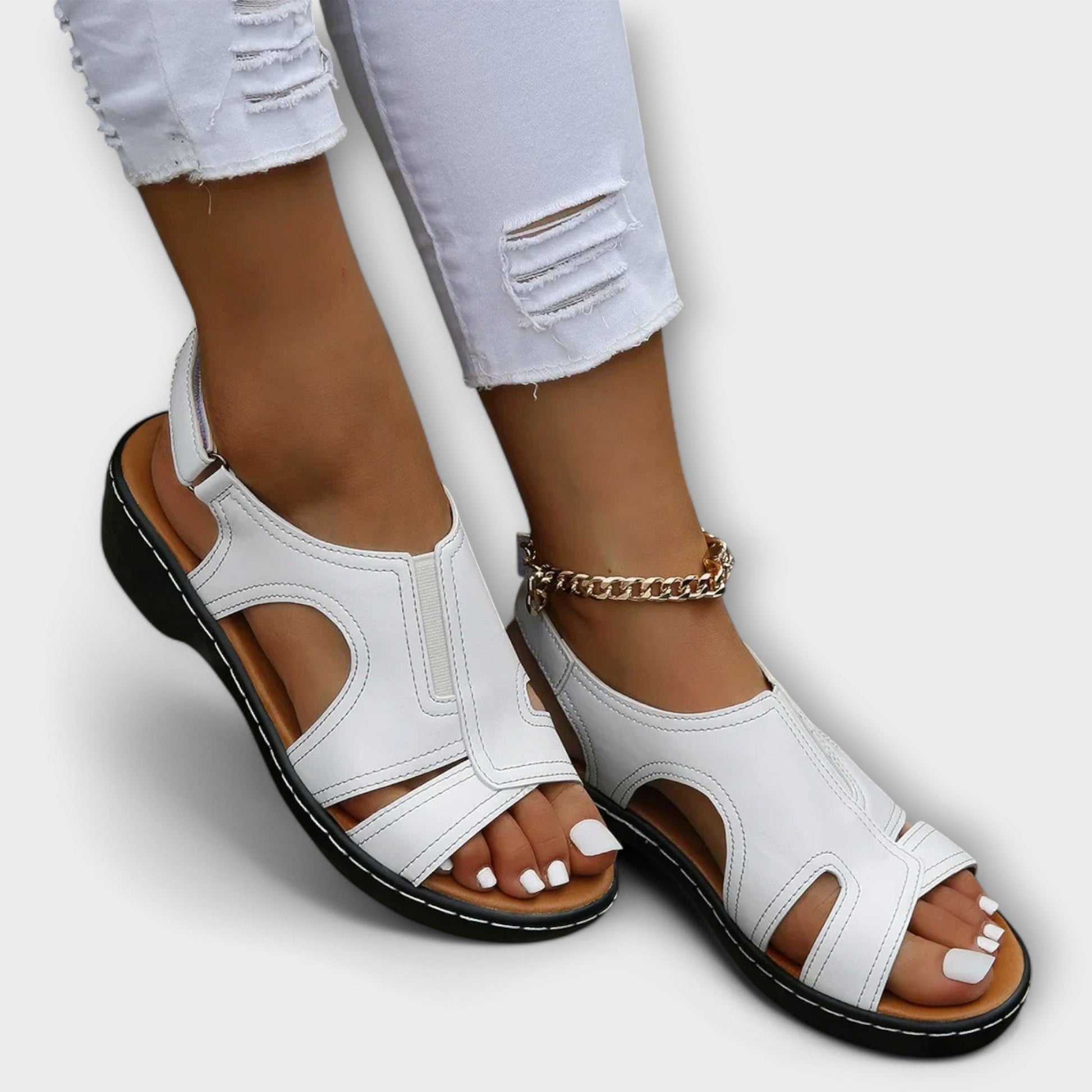 Kvinnors Läder Sandaler med Komfortklack 1