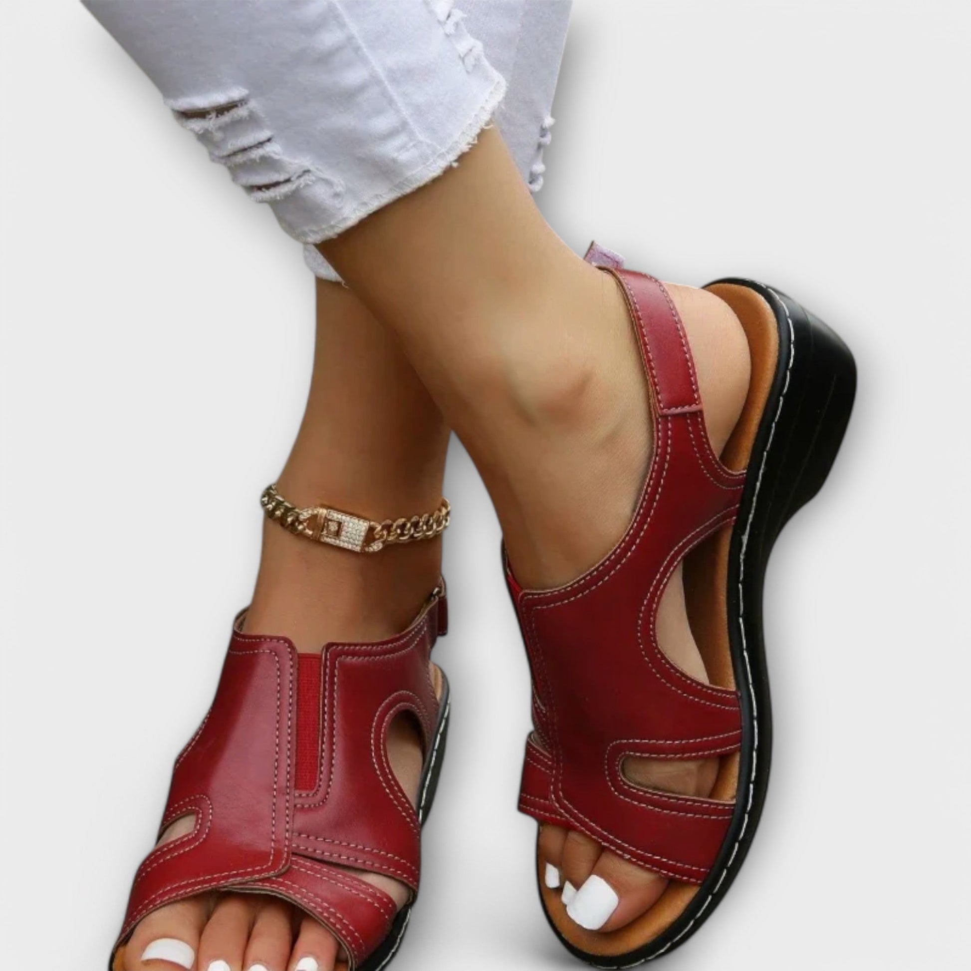 Kvinnors Läder Sandaler med Komfortklack 2