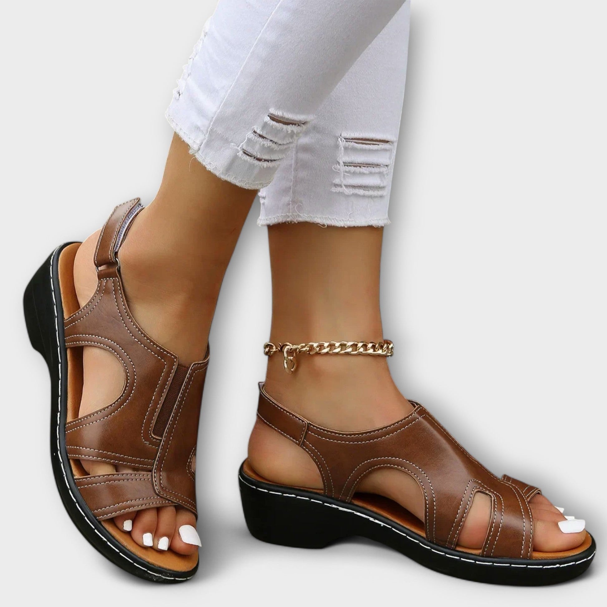 Kvinnors Läder Sandaler med Komfortklack 5
