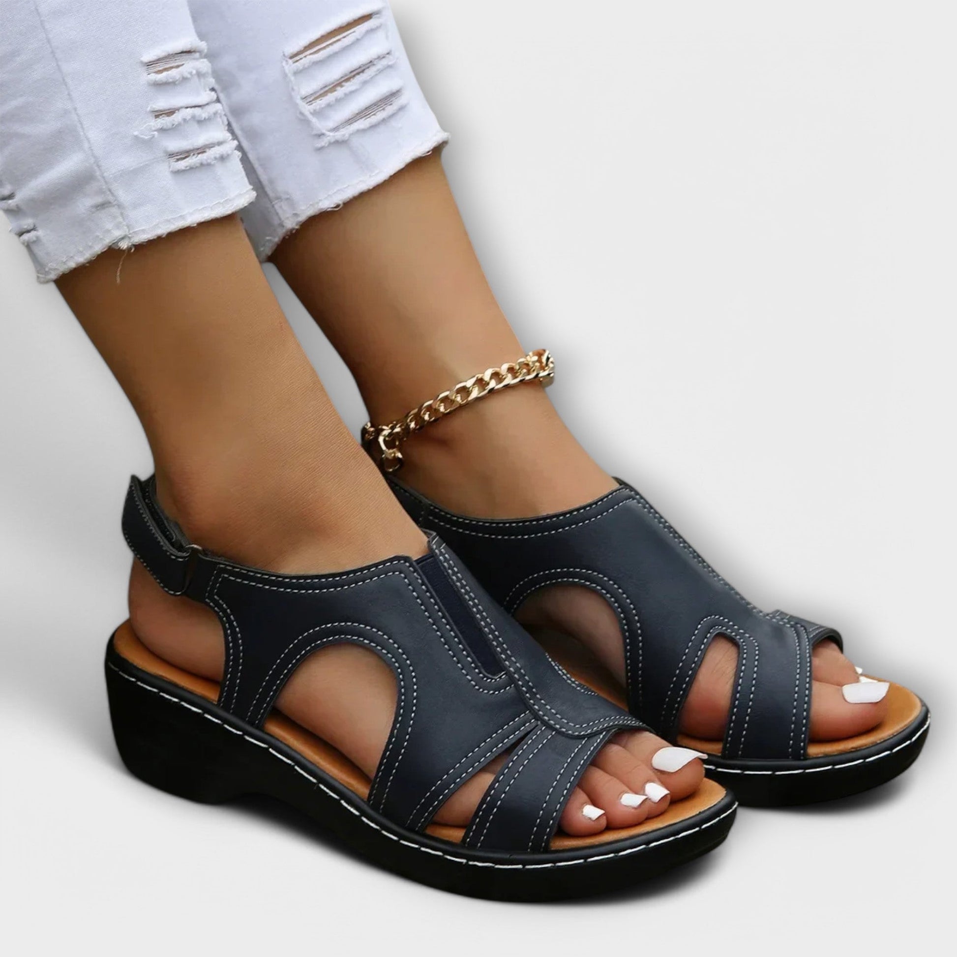 Kvinnors Läder Sandaler med Komfortklack 6