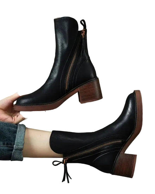 Kvinnors Läderboots med Klackar 0