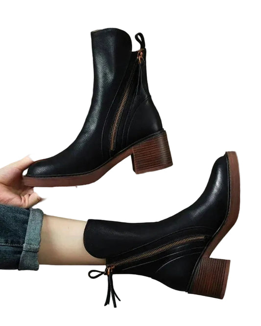 Kvinnors Läderboots med Klackar 0