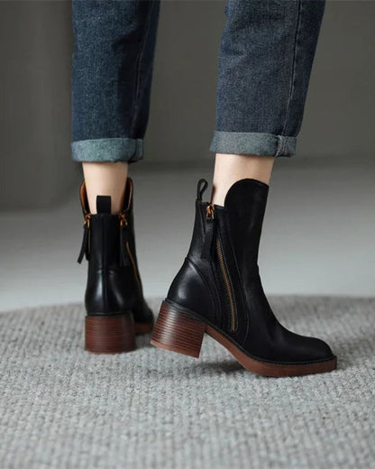 Kvinnors Läderboots med Klackar 2