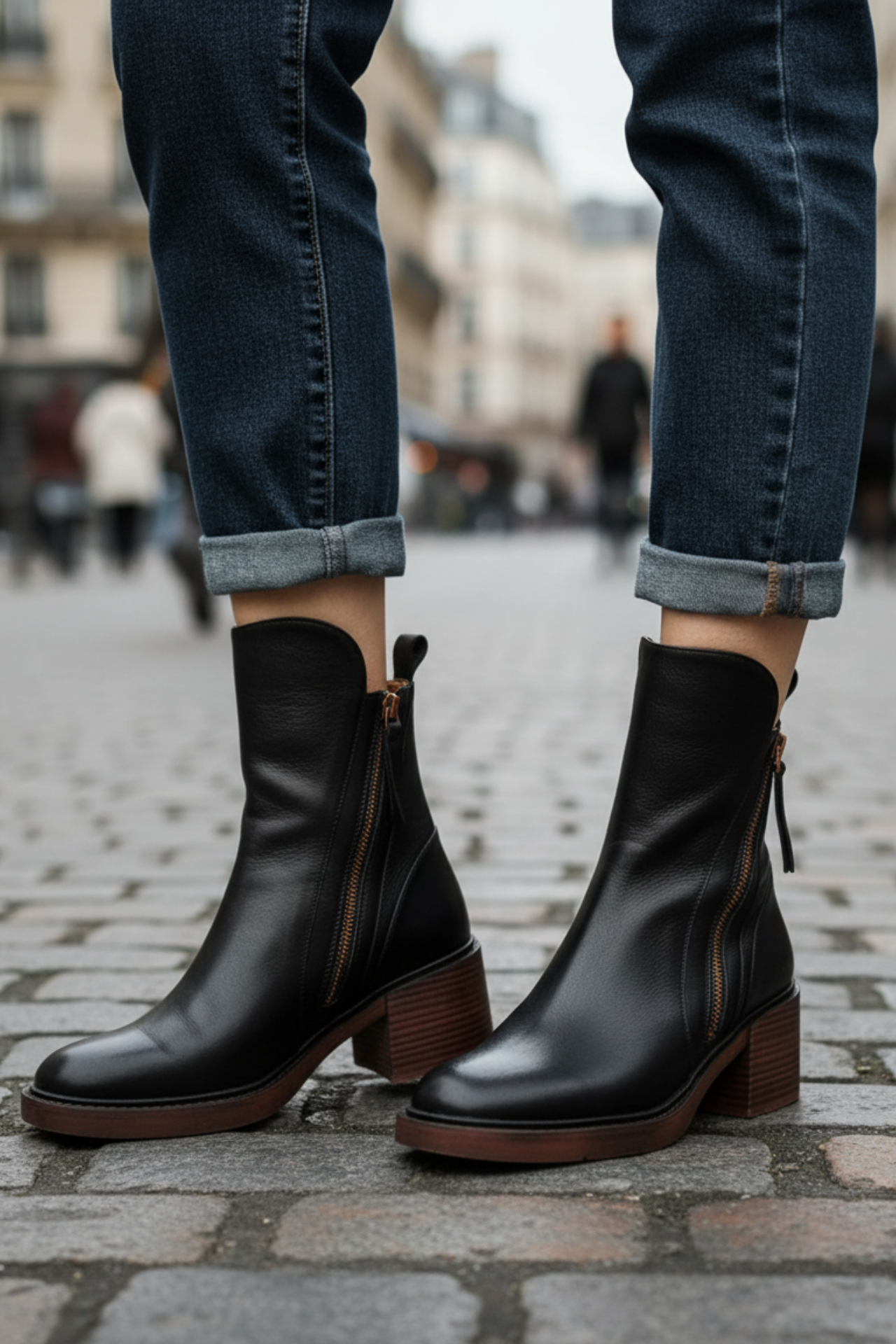 Kvinnors Läderboots med Klackar 3