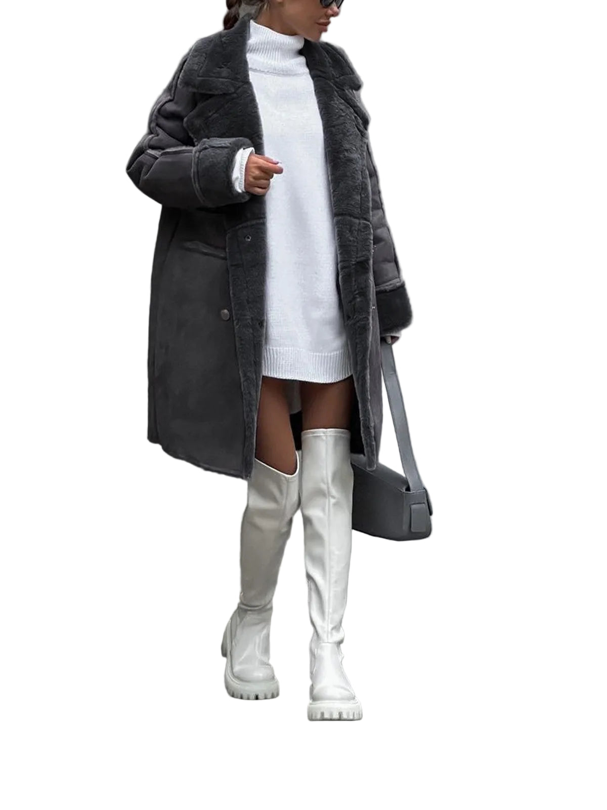 Kvinnors Lång Fuskpälsjacka 0