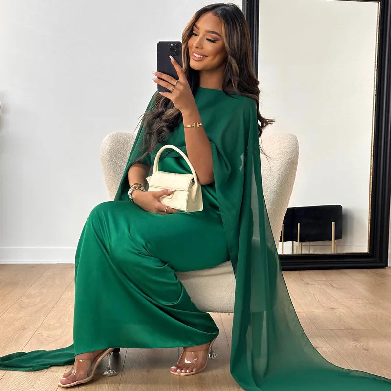 Kvinnors Lång Klänning Flödande Design Premium Tyg 5