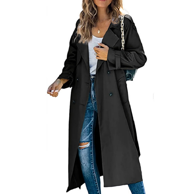Kvinnors Lång Trenchcoat Modern Stil 0