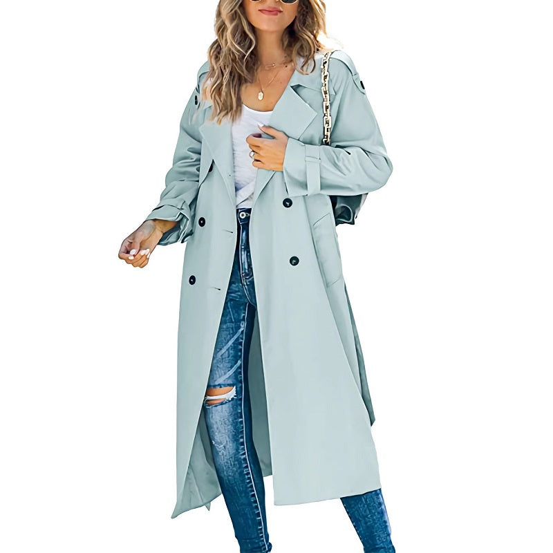 Kvinnors Lång Trenchcoat Modern Stil 1