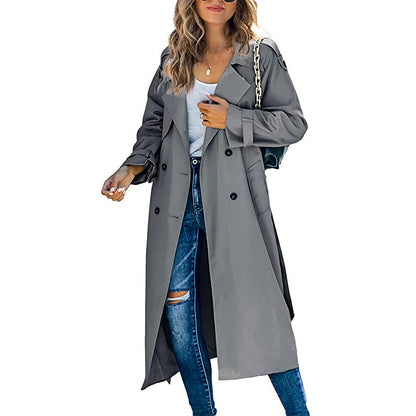 Kvinnors Lång Trenchcoat Modern Stil 2