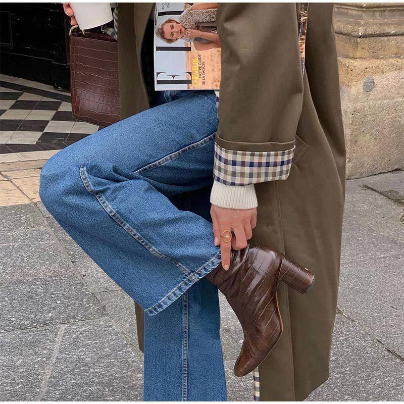 Kvinnors Lång Trenchcoat Rutmönstrad 1