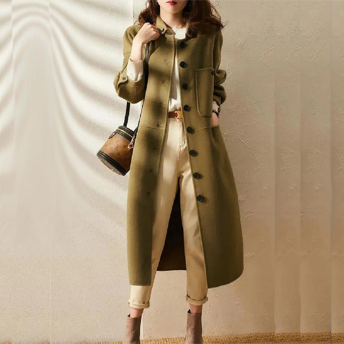 Kvinnors Lång Trenchcoat Stilig 4