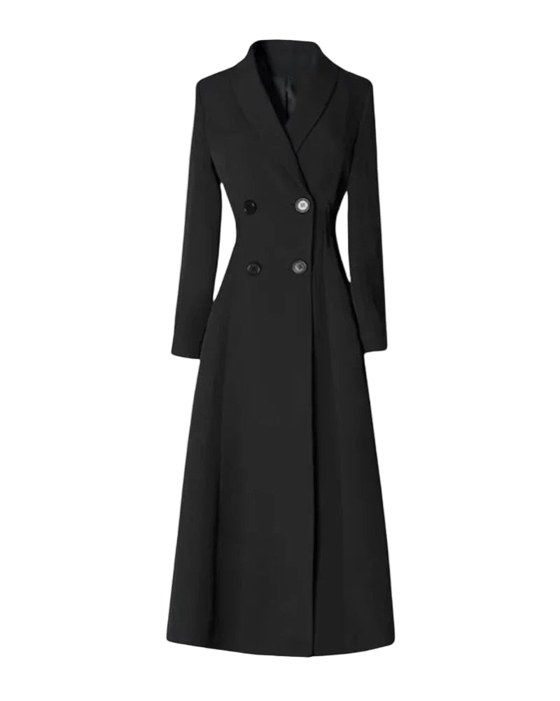 Kvinnors Lång Trenchcoat med Dubbelknäppning 0