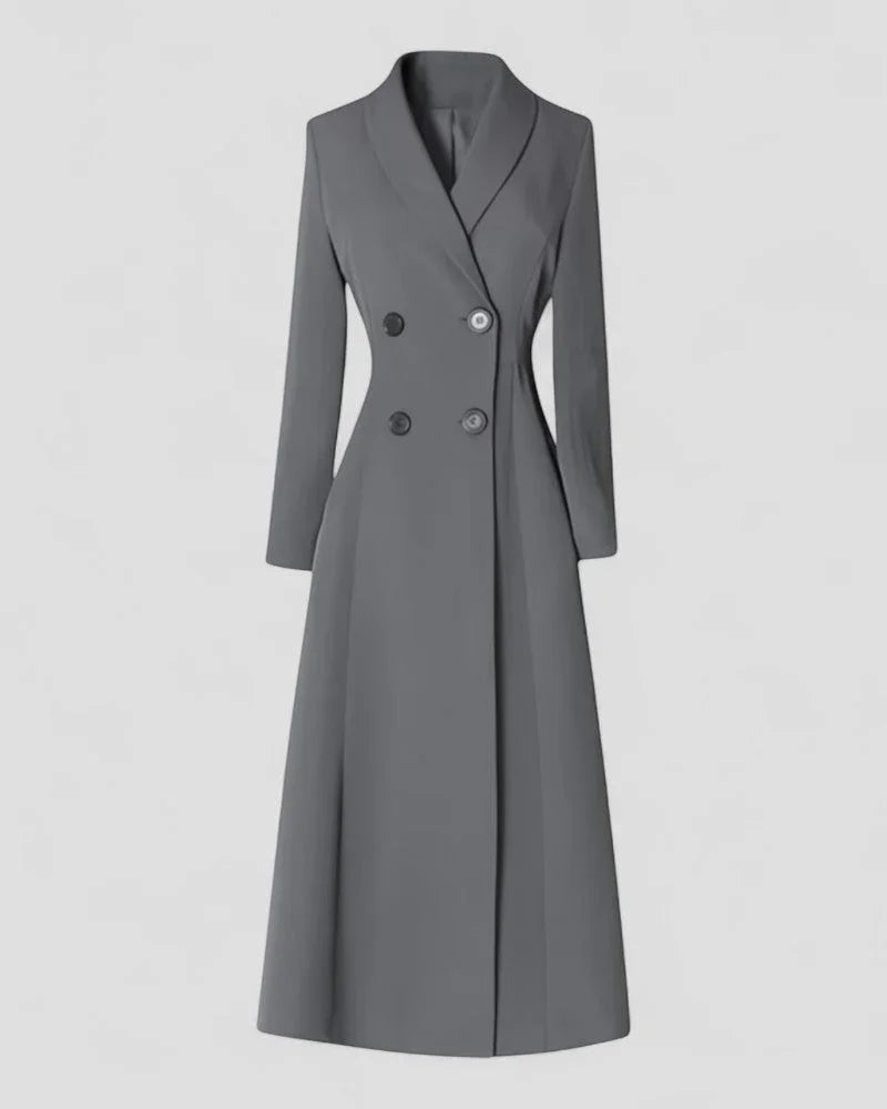 Kvinnors Lång Trenchcoat med Dubbelknäppning 1
