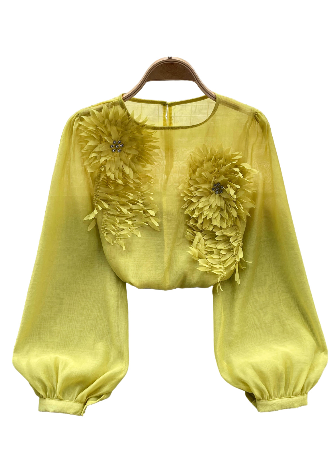 Kvinnors Långärmad Blommig Chiffongskjorta 0