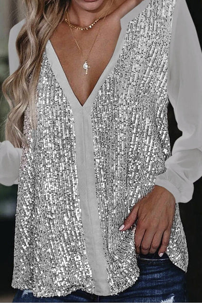 Kvinnors Långärmad Blus med Glitterdetaljer 2