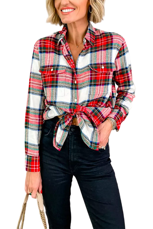 Kvinnors Långärmad Blusskjorta Rutig 0