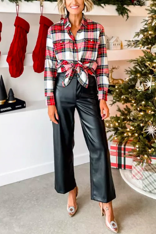 Kvinnors Långärmad Blusskjorta Rutig 1