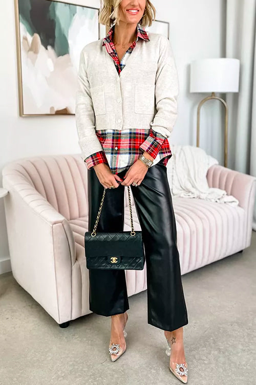 Kvinnors Långärmad Blusskjorta Rutig 5