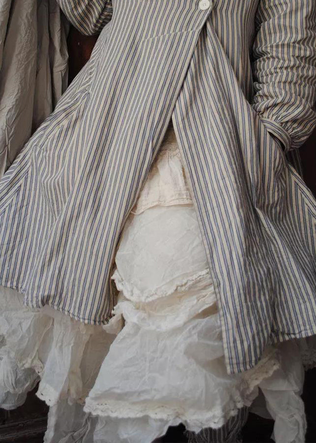 Kvinnors Långärmad Bomullsrock med Knappfickor 2