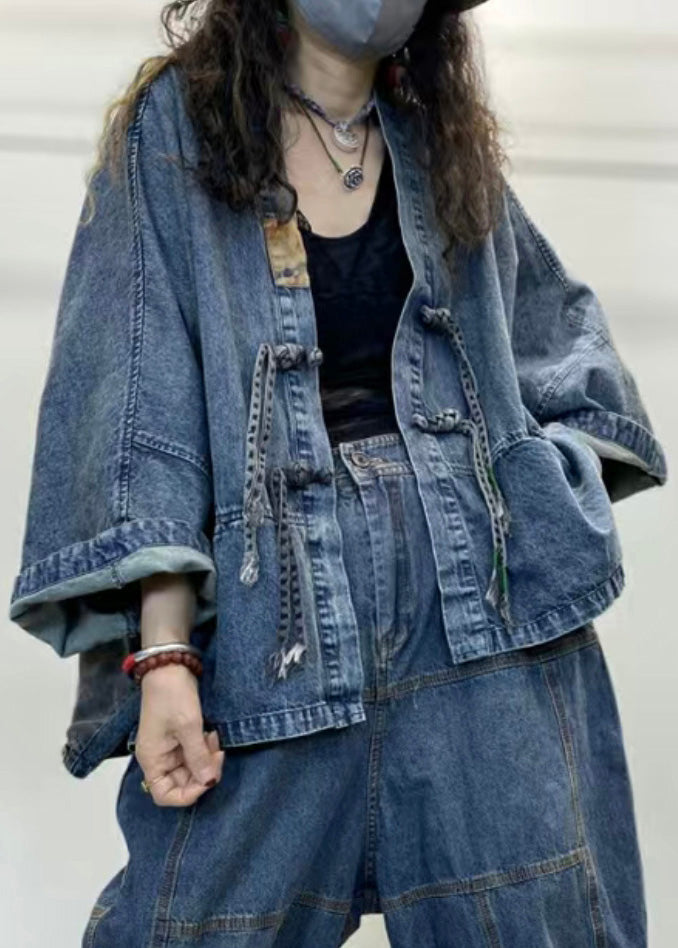 Kvinnors Långärmad Denimjacka med V-ringning 2