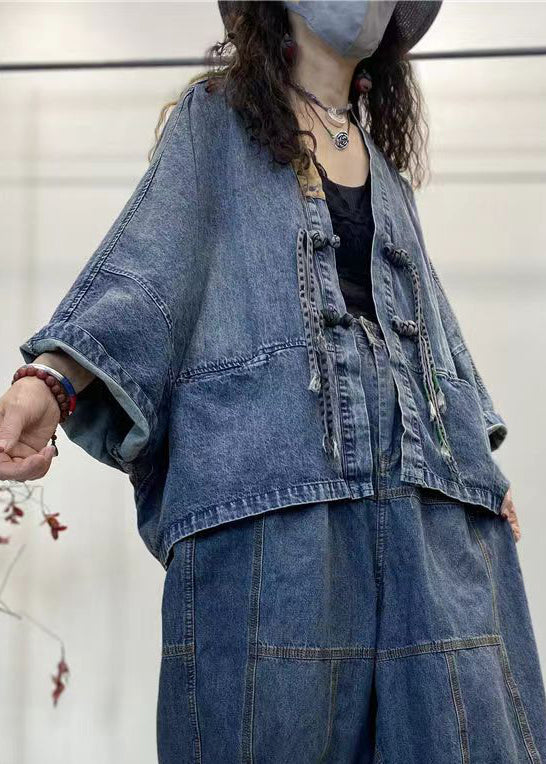 Kvinnors Långärmad Denimjacka med V-ringning 3