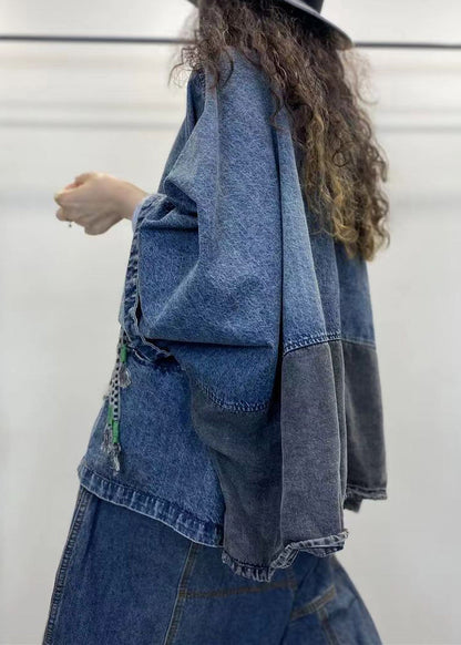 Kvinnors Långärmad Denimjacka med V-ringning 4
