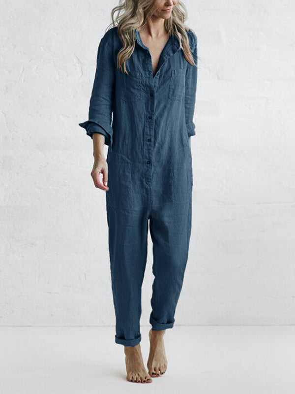 Kvinnors Långärmad Jumpsuit Avslappnad Stil 7
