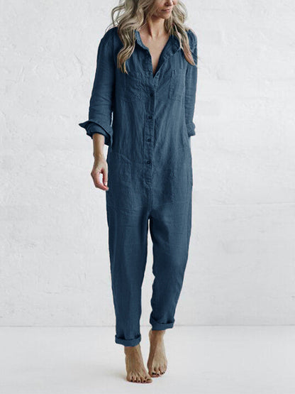 Kvinnors Långärmad Jumpsuit Avslappnad Stil 7
