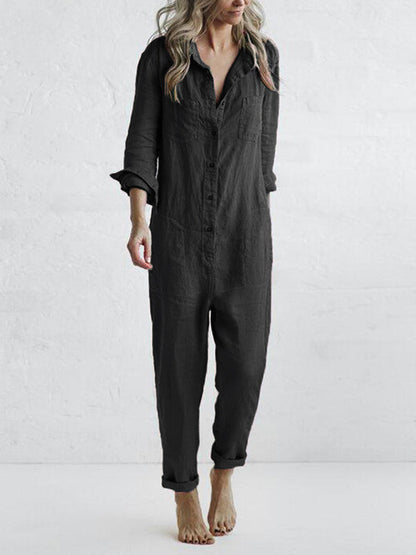 Kvinnors Långärmad Jumpsuit Avslappnad Stil 8