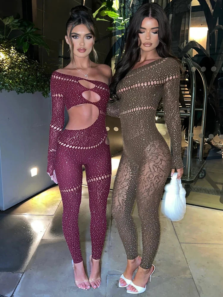 Kvinnors Långärmad Jumpsuit Off Shoulder 6