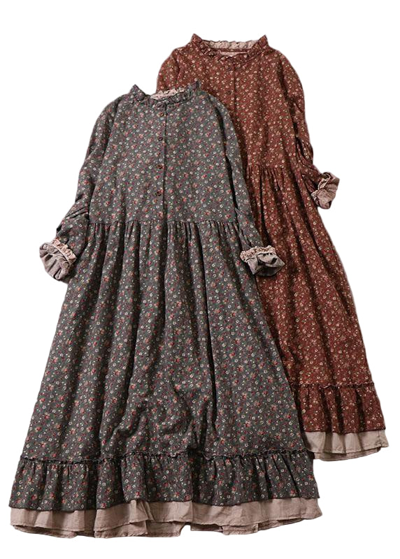 Kvinnors Långärmad Klänning Rynkad Patchwork Design 0