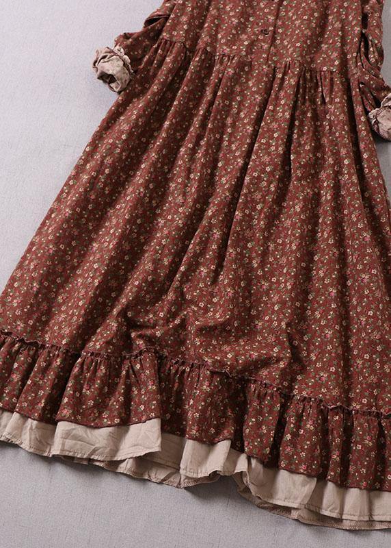 Kvinnors Långärmad Klänning Rynkad Patchwork Design 3