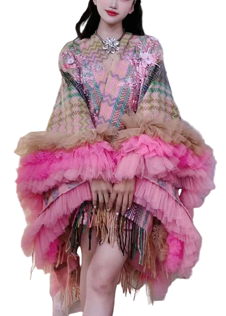 Kvinnors Långärmad Klänning Tyll och Patchwork 0