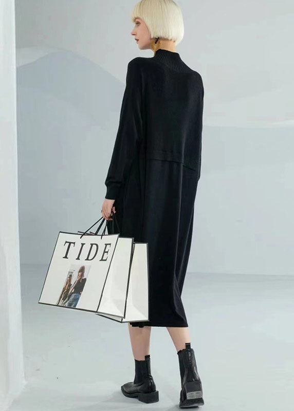 Kvinnors Långärmad Klänning med Hög Krage 3