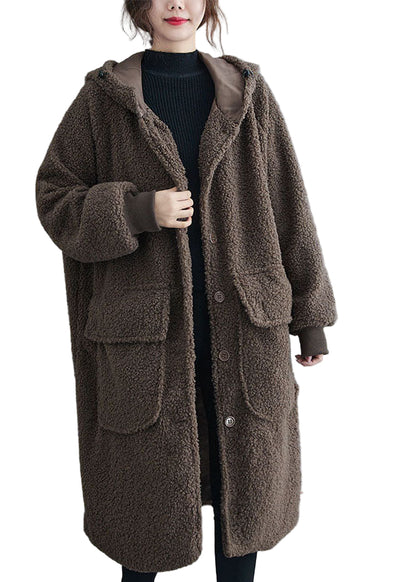 Kvinnors Långärmad Parkas med Huva och Fickor 0