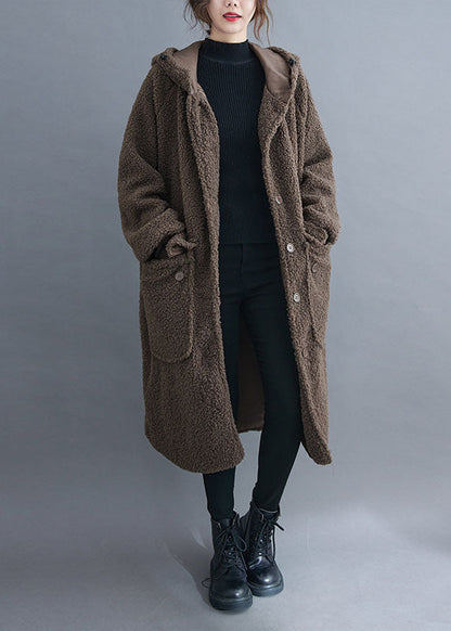 Kvinnors Långärmad Parkas med Huva och Fickor 1