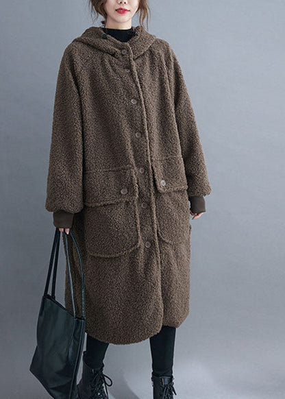 Kvinnors Långärmad Parkas med Huva och Fickor 2