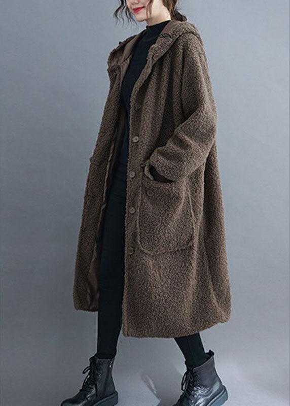 Kvinnors Långärmad Parkas med Huva och Fickor 3