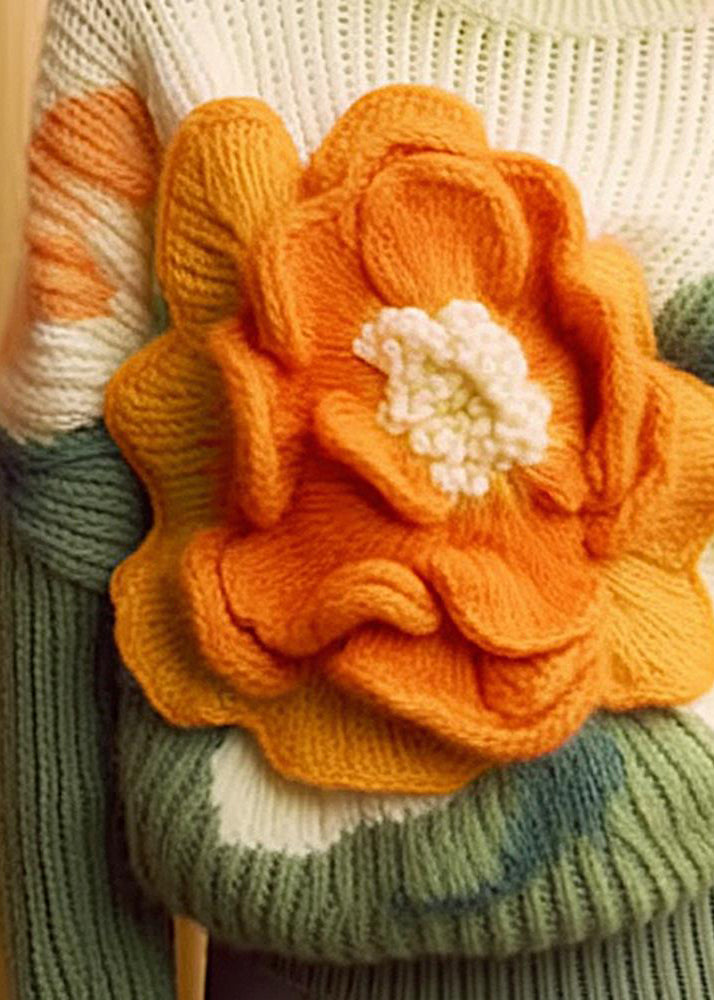 Kvinnors Långärmad Topp med O-hals och Blommönster 2