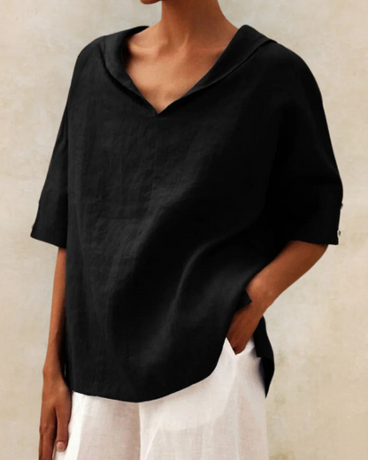 Kvinnors Lätt Linneblus Minimalistisk Stil 4