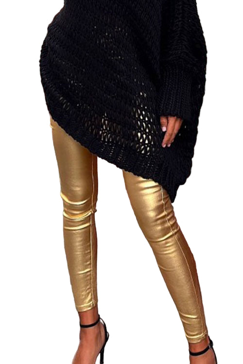 Kvinnors Leggings i Konstläder Slim Fit 0