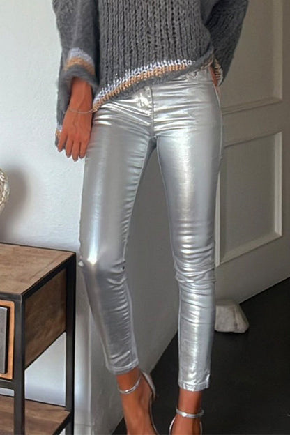 Kvinnors Leggings i Konstläder med Fickor 1