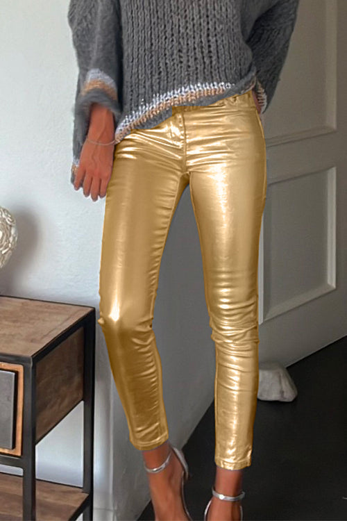 Kvinnors Leggings i Konstläder med Fickor 2