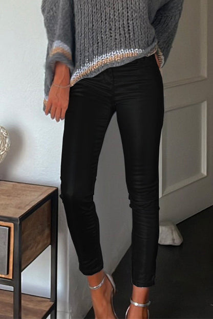 Kvinnors Leggings i Konstläder med Fickor 3